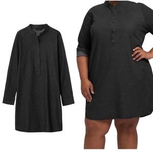 Universal Standard Hannah Long Sleeve Denim Shirt Dress in Black Size S 14-16
